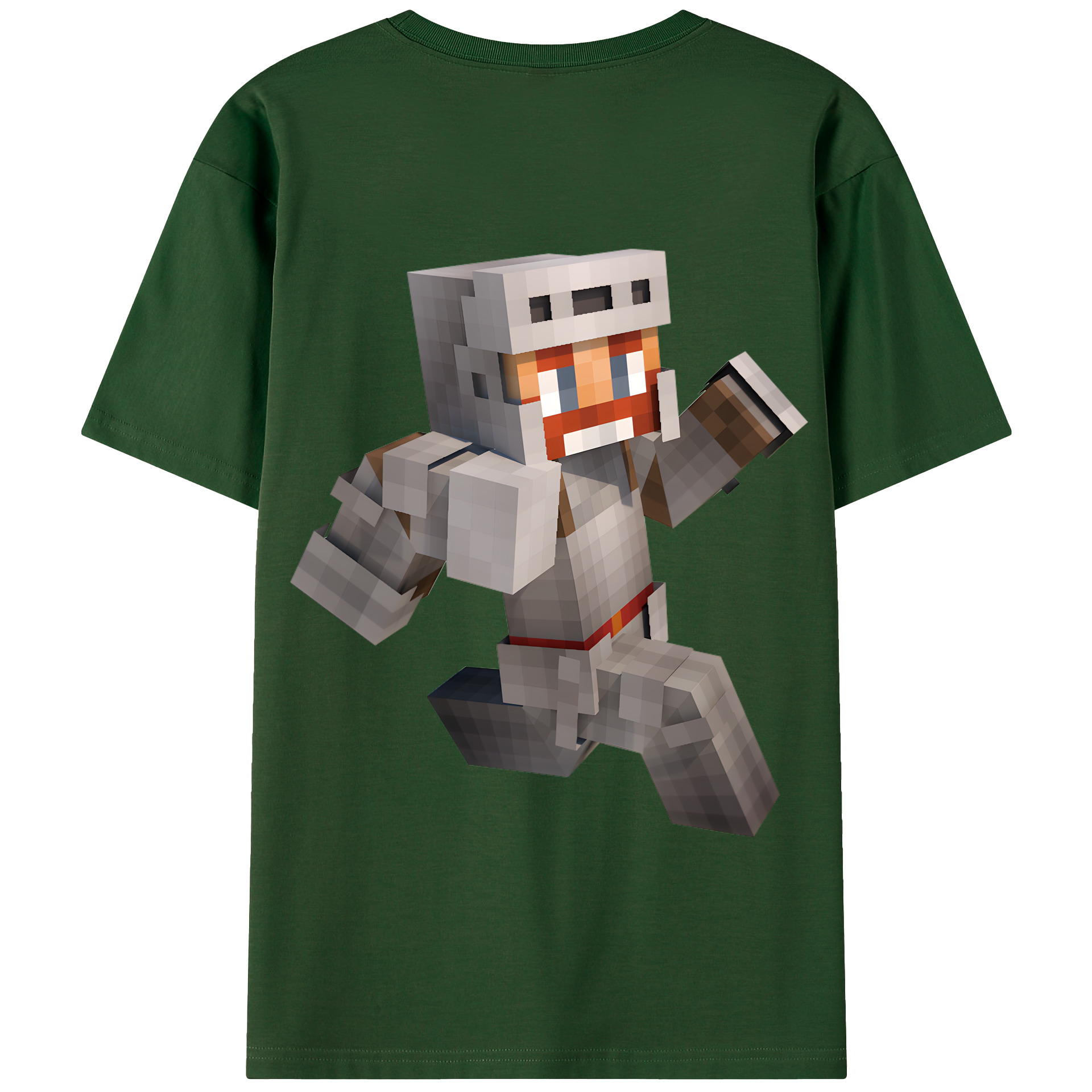（画像用） マインクラフト ブロックの世界 Minecraft MC Block world 綿100％半袖Tシャツ（背面プリント）